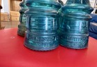 7 Vintage Aqua Glass Hemingray Insulators Bead Bottom  12 Usa