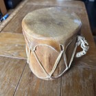 Native American Leather Drum 7  h X 5 5 Round Top