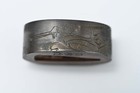 Fuchi Kashira Japanese Antique By Muneoki        Hooray Design Made Of Shibuichi