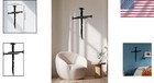 Stylish 3d Black Metal Jesus Cross Wall Art - Rustic Decor For Home   Church