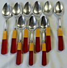 13 Vintage Bakelite Catalin Cherry Red   Butterscotch Inlaid   5 Red Pieces