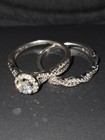 14k White Gold Diamond Halo Engagement wedding Ring Set Women   s Size 7