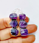 Natural Amethyst Gemstone 925 Sterling Silver Handmade Jewelry Earrings 2 10 