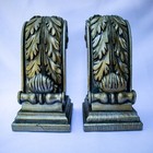 Pair Of Vintage White Gold Composition Bronze Greek Bookends 7 5 