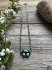 Navajo Sterling Silver Blue Turquoise Cluster Adjustable Chain Necklace K Yazzie