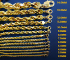 14k Yellow Gold Solid Rope Chain Necklace Diamond Cut Real Gold 1mm-12mm 16 -30 