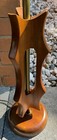 Vintage 1960s Sculptural Carved Wood Table Lamp Mid Century Mcm Modern