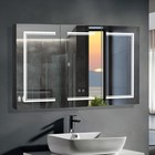 Led Lighted Medicine Cabinet With Mirror 3 Doors Wall Mounted Bathroom Mirror