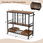 3 Tiers Bar Cart Home Serving Cart On Wheels With Glass Racks Wine Holders