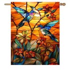 Stained Glass Hummingbird Garden Flag Spring Summer House Flag Glasshummingbird
