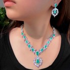Silver Plated Drop Earrings Necklace Party Set Women Cubic Zirconia Prom Jewelry