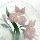 Pair  2  Vintage Sydenstricker  Fused Art Glass  Plates Pink Irises - No Stands