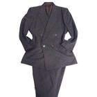 Vintage Double Suit Setup 100  Wool Waterproof Fabric Brown