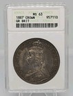 1887 Silver Great Britain Crown Jubilee Anacs  Ms63