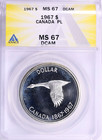 1967 Canada Proof-like Silver Dollar Anacs Ms 67 Pl Deep Cameo Goose High Grade