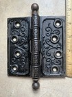Pair Antique Ornate Eastlake Victorian Ball Top Tip Door Hinges 4 5   x 4 5   