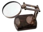 Vintage Brass Table Magnifier Nautical Magnifying Reading Glass Wooden Gift