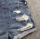 American Eagle Denim Bib Tomgirl Shortalls Large Distressed Blue Short Overalls