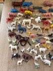 Antique Plastic Farm Animals And Accessories Lot  Marx   Tim Mee   100  Items