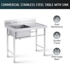 Stainless Steel Utility Sink Commercial Kitchen Sink Set Single Bowl   Workbench