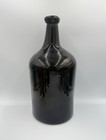Large Antique Black Glass Demijohn Bottle Pontil - Dutch   Belgian