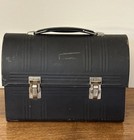 Vtg Aladdin Black Metal Lunch Box And Original Orange Thermos