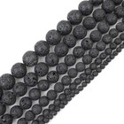 Natural Black Lava Beads Strand Round Rock Jewelry Making 4mm 6mm 8mm 10mm 12mm  