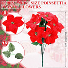 18 Pcs Christmas Artificial Poinsettia Bushes 18 Inch Faux 5 Heads Poinsettia Bu