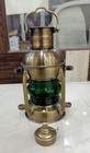 Antique Handmade Ship Boat Oil Lantern Green Glass Vintage Maritime Decor Lamp