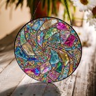 Colorful Rainbow Suncatcher  Stained Glass Spiral Swirl Window Decor Art