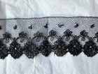 Rare French Antique Real Chantilly  handmade Bobbin  Lace Edging -floral Design