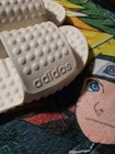 Adidas Men s White Logo Slide Sandals Us 12 Rubber Cushioned Comfort