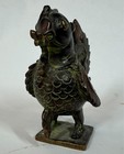 Antique Painted Cast Brass Indian India Hamsa Hansa Bird Figurine Flip Tail 4 