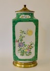 Rare Famille Rose With Green Ground Cong Vase   Ex Lamp 