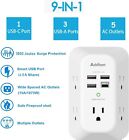 5 Outlet Extender Surge Protector Multi Plug Wall Adapter Usb Charger Ports With