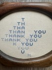Framed Cross Stitch  thank You    Grannymade Embroidered Art Handmade Sign Vintage