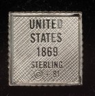 Sterling Silver 1869 United States 30-cent Postage Stamp- Franklin Mint