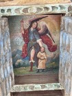 Antique Retablo Archangel Michael Colonial Cuzco Peru Folk Art Altar Piece