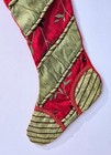 Taylor   Coultas Silk Christmas Stocking Diagonal Red Green Stripes   Embroidery