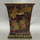 Vintage 20th Century Chinese Export Famille Rose Bird Gilded Hand Painted Vase
