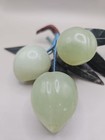 Vintage Chinese Jade Plums Stone  Carved Green Leaves Figure Mcm  