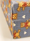 Vtg Set Of 2 Country Fabric Covered Lidded Boxes Wood Handle Gingham Bears Heart