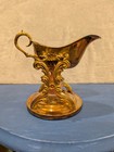 Vintage Gold Plated Tilting Gravy Boat W candle Warmer Stand Hollywood Regency 7