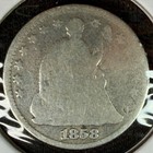 1858  p  Seated Liberty Half Dime - Good Details - Free Shipping