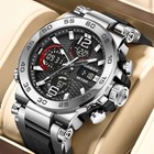 Men Quartz Watch Sport Digital Analog Date Round Dial Waterproof 5atm Wristwatch
