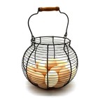 Antique Wire Egg Basket With Wood Handle Primitives Vintage Gathering Basket 