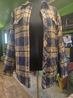 George Sherpa Fleece Lined Quilted Plaid Jacket Button Front Point Collar S