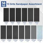 50 Pcs Sandpaper Sheets  13 Grits 120   5000 Wet Dry Assortment For Wood   Metal