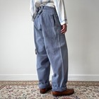 Vintage Early 1950s Swiss Army Work Buckle Back Denim Trousers Suspender Pants