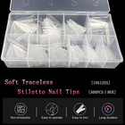 500pcs Stiletto Nail Tips  Extra Long Nails Clear Nail Tips Half Cover Nail Tips